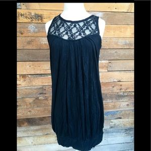 High Neck Lace Black Dress